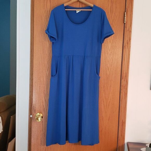 Sara Morgan Blue Shift Dress with Side Pockets Sz LP - Picture 1 of 5